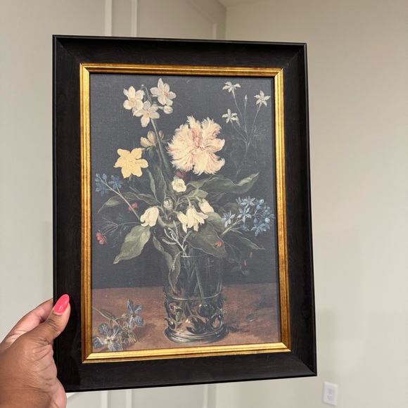 Threshold Elegant Floral Framed Art Print - Black and Gold - Picture 1 of 2